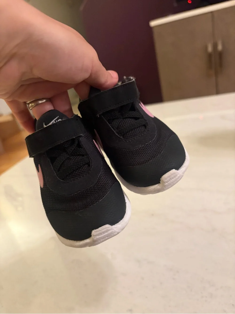 Nike Kids Black and Pink Air-Style Hook & Loop Sneakers